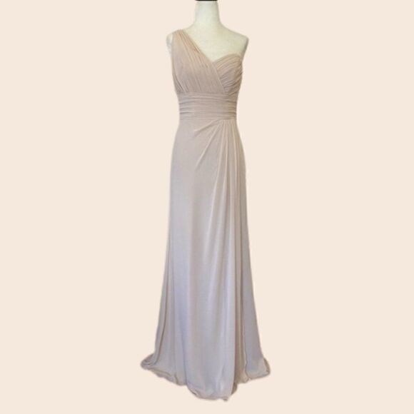 Watters & Watters Bare Pink / Nude Ruched Maxi Gown Size 2 - Picture 1 of 13